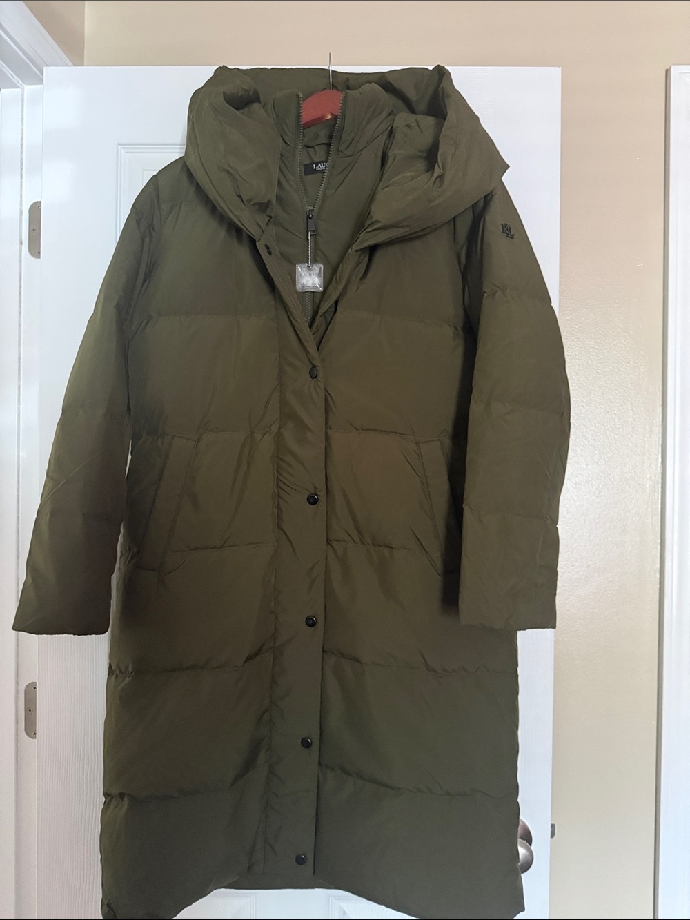 Lauren Ralph Lauren Olive Green Long Puffer Coat